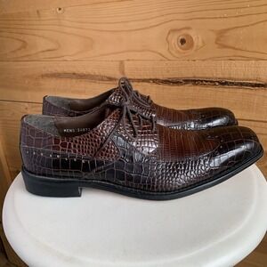 Stacey Adams Croc Print Brogues Oxford Dress Shoes Wingtips 10.5m Old Money